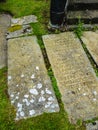 Ancient Gravestones at St MaryÃ¢â¬â¢s Parish Church in Nether Alderley Cheshire.